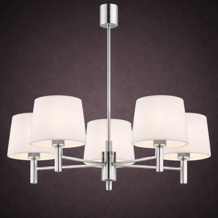 Brilagi - Κρεμαστό φωτιστικό MONTE με ράβδο 5xE27/60W/230V κρεμ/γυαλιστερό χρώμιο