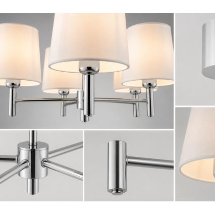 Brilagi - Κρεμαστό φωτιστικό MONTE με ράβδο 5xE27/60W/230V κρεμ/γυαλιστερό χρώμιο