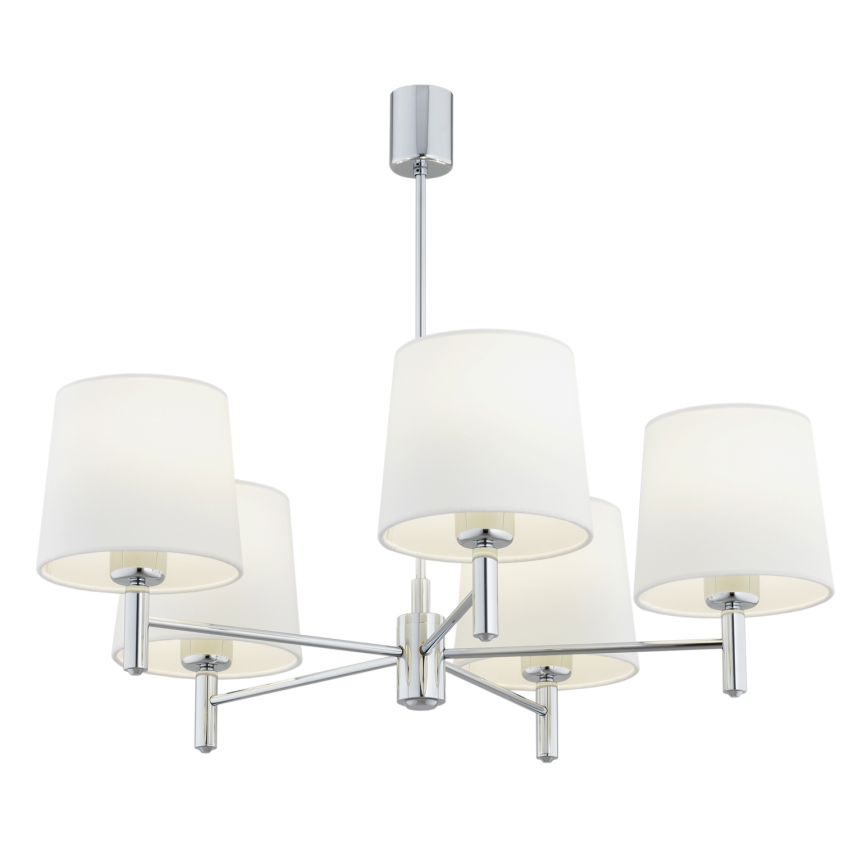 Brilagi - Κρεμαστό φωτιστικό MONTE με ράβδο 5xE27/60W/230V κρεμ/γυαλιστερό χρώμιο
