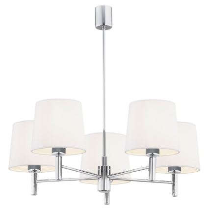 Brilagi - Κρεμαστό φωτιστικό MONTE με ράβδο 5xE27/60W/230V κρεμ/γυαλιστερό χρώμιο