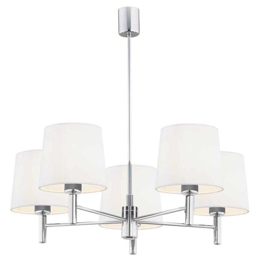 Brilagi - Κρεμαστό φωτιστικό MONTE με ράβδο 5xE27/60W/230V κρεμ/γυαλιστερό χρώμιο