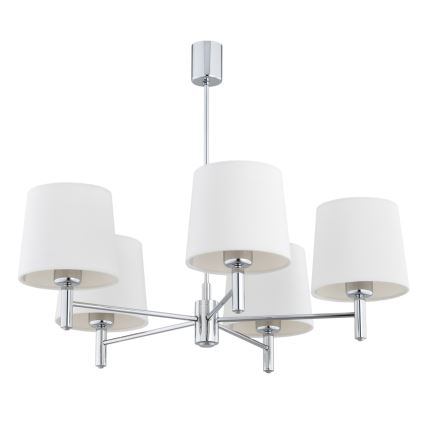 Brilagi - Κρεμαστό φωτιστικό MONTE με ράβδο 5xE27/60W/230V κρεμ/γυαλιστερό χρώμιο
