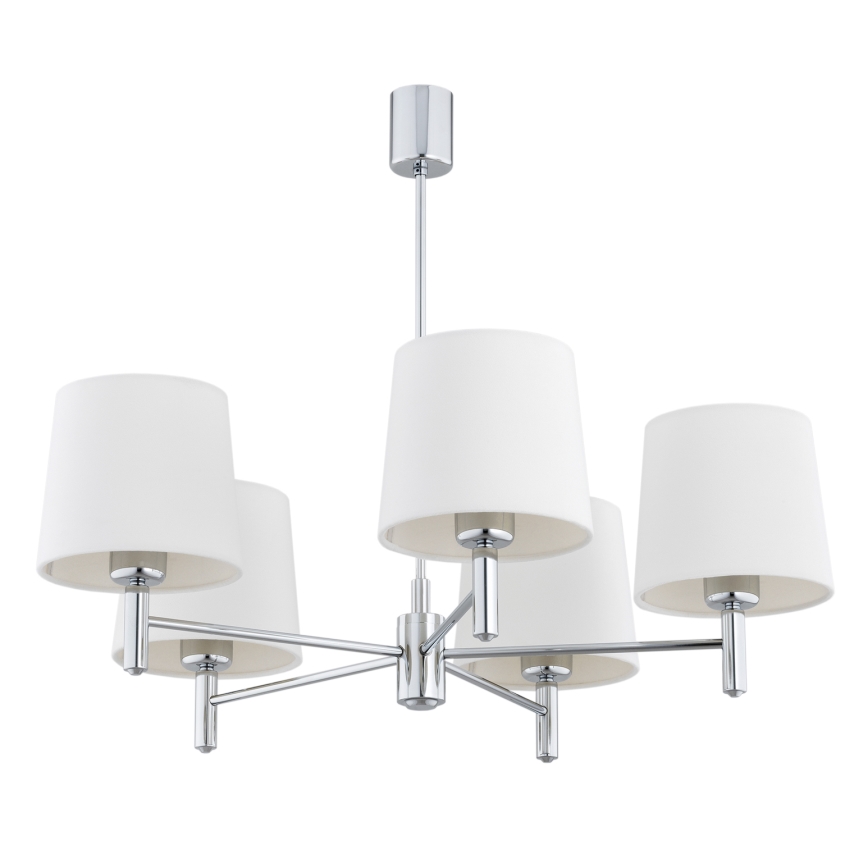 Brilagi - Κρεμαστό φωτιστικό MONTE με ράβδο 5xE27/60W/230V κρεμ/γυαλιστερό χρώμιο