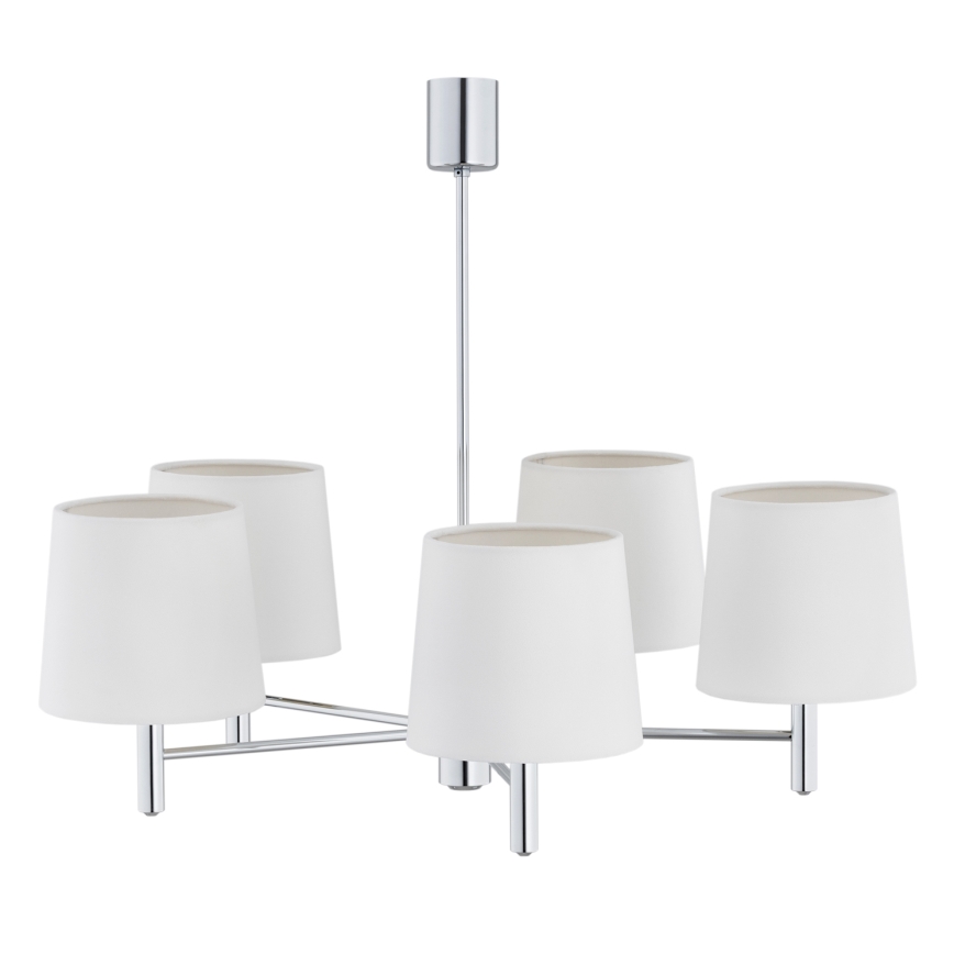 Brilagi - Κρεμαστό φωτιστικό MONTE με ράβδο 5xE27/60W/230V κρεμ/γυαλιστερό χρώμιο