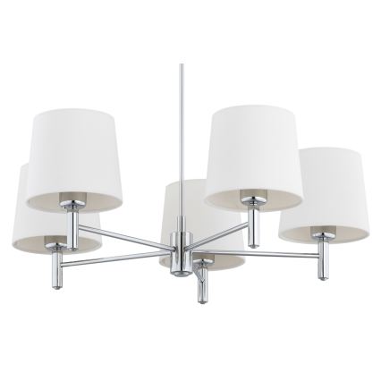 Brilagi - Κρεμαστό φωτιστικό MONTE με ράβδο 5xE27/60W/230V κρεμ/γυαλιστερό χρώμιο