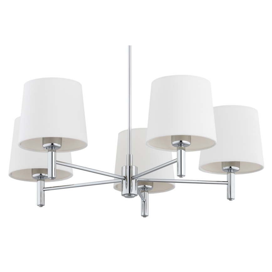 Brilagi - Κρεμαστό φωτιστικό MONTE με ράβδο 5xE27/60W/230V κρεμ/γυαλιστερό χρώμιο