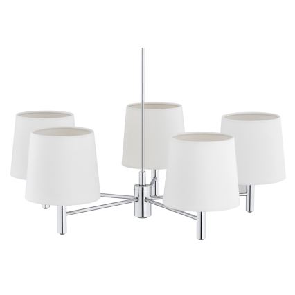 Brilagi - Κρεμαστό φωτιστικό MONTE με ράβδο 5xE27/60W/230V κρεμ/γυαλιστερό χρώμιο