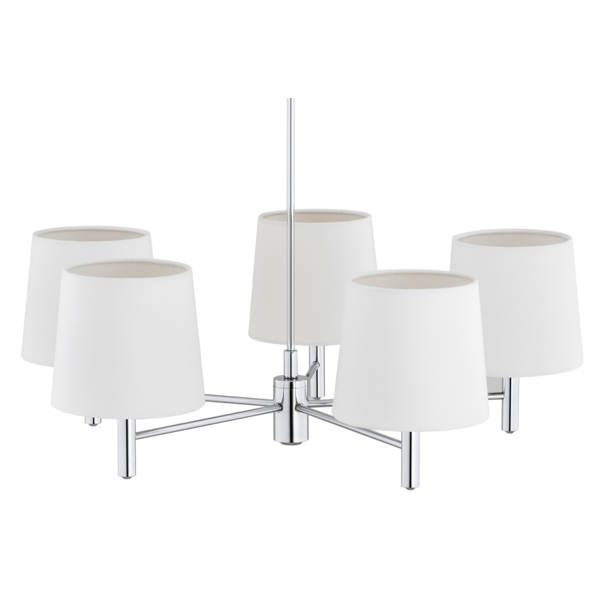 Brilagi - Κρεμαστό φωτιστικό MONTE με ράβδο 5xE27/60W/230V κρεμ/γυαλιστερό χρώμιο