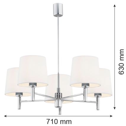 Brilagi - Κρεμαστό φωτιστικό MONTE με ράβδο 5xE27/60W/230V κρεμ/γυαλιστερό χρώμιο