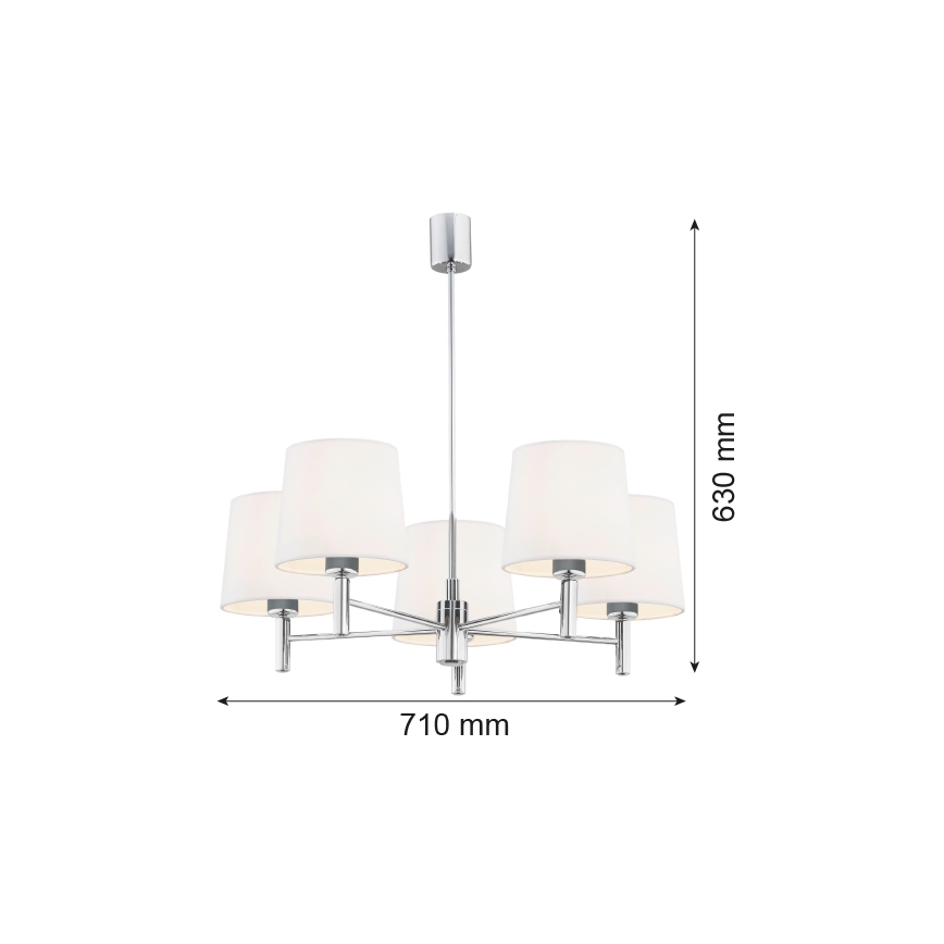 Brilagi - Κρεμαστό φωτιστικό MONTE με ράβδο 5xE27/60W/230V κρεμ/γυαλιστερό χρώμιο