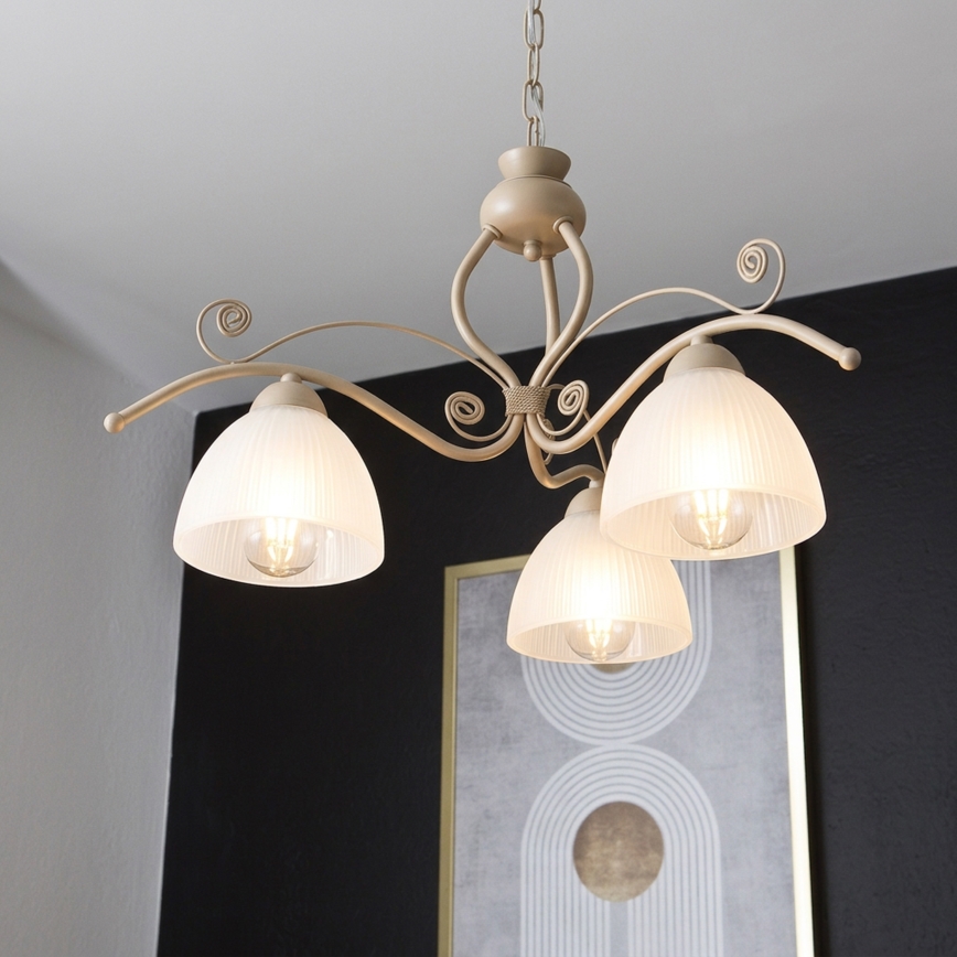 Brilagi - Κρεμαστό φωτιστικό σε αλυσίδα ANTICO MODERN 3xE27/60W/230V μπεζ