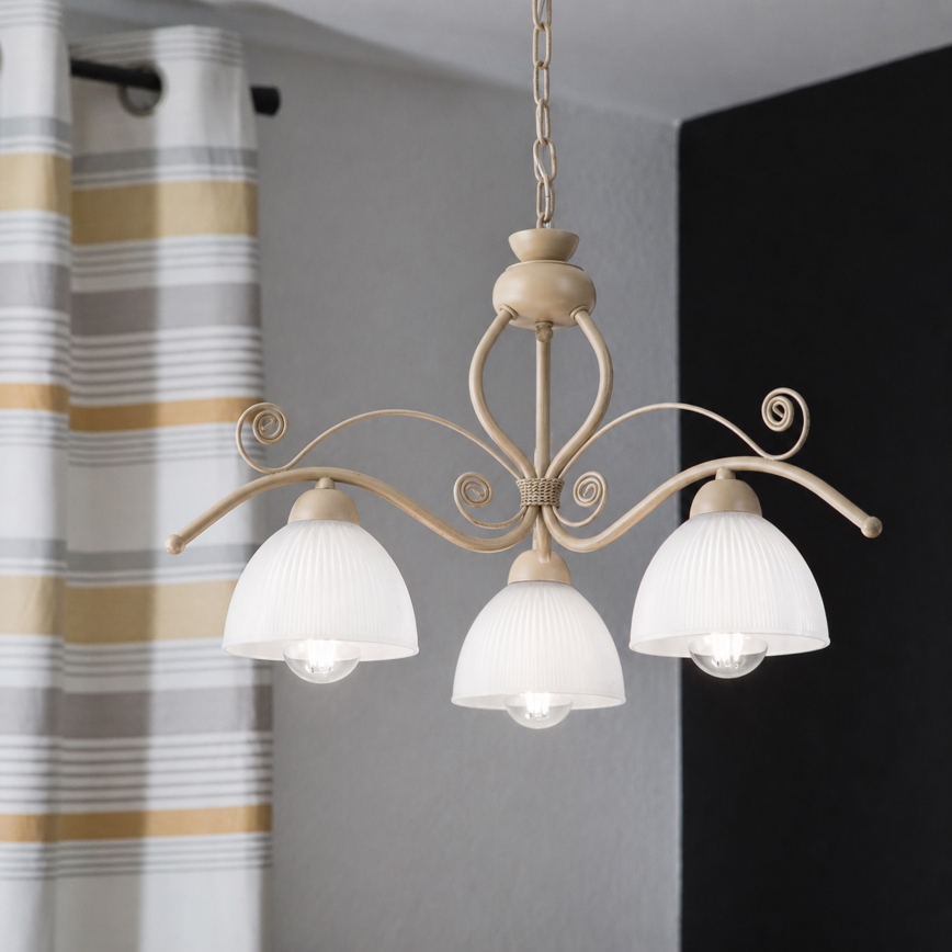 Brilagi - Κρεμαστό φωτιστικό σε αλυσίδα ANTICO MODERN 3xE27/60W/230V μπεζ