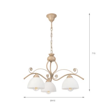 Brilagi - Κρεμαστό φωτιστικό σε αλυσίδα ANTICO MODERN 3xE27/60W/230V μπεζ