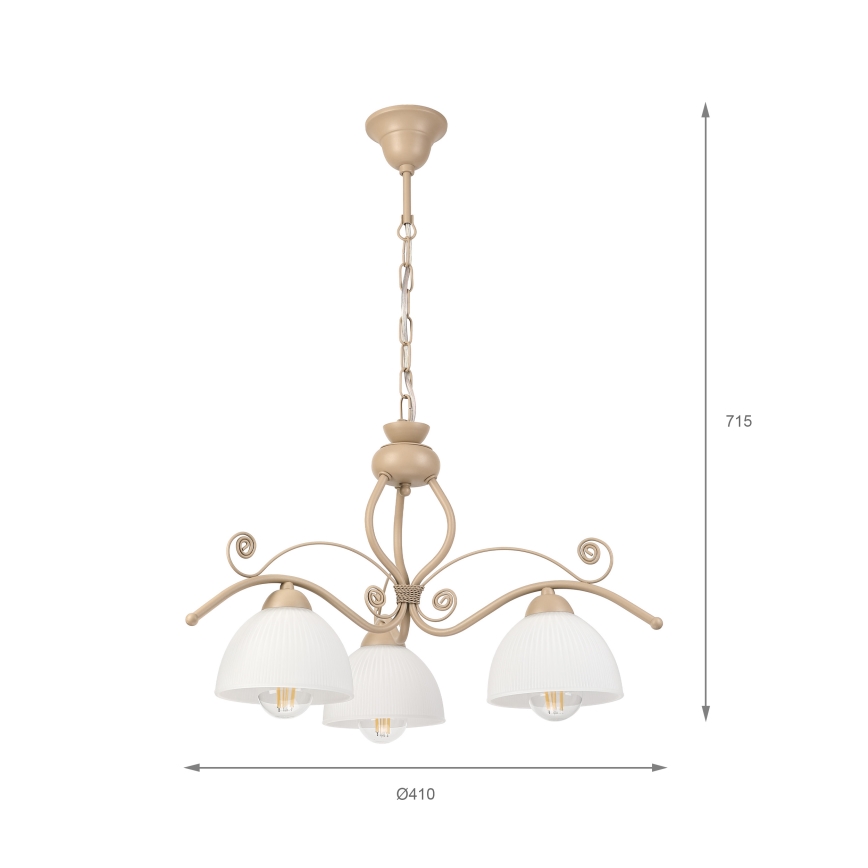 Brilagi - Κρεμαστό φωτιστικό σε αλυσίδα ANTICO MODERN 3xE27/60W/230V μπεζ