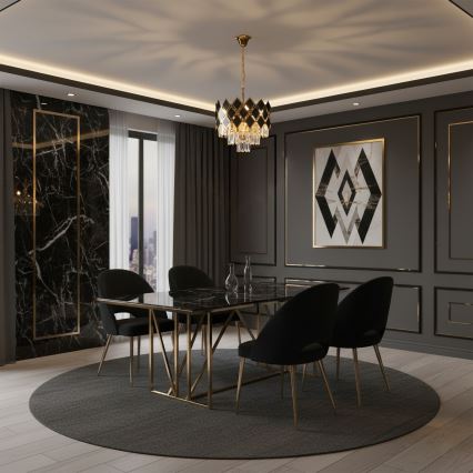 Brilagi - Κρεμαστό φωτιστικό σε αλυσίδα CRISTAL, 5xE14/40W/230V, διάμ. 38 εκ., χρυσό/μαύρο