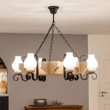 Brilagi - Κρεμαστό φωτιστικό σε αλυσίδα QUEEN 6xE14/40W/230V σε χρώμα δρυός