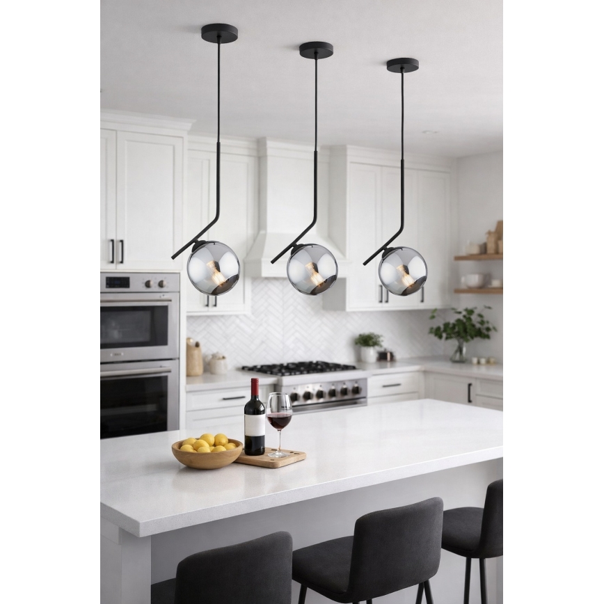 Brilagi - Κρεμαστό φωτιστικό σε καλώδιο DIOR 1xE27/60W/230V μαύρο/καπνιστό γκρι