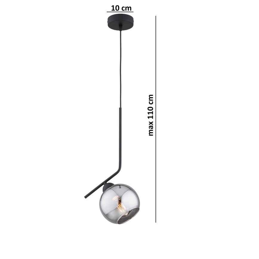 Brilagi - Κρεμαστό φωτιστικό σε καλώδιο DIOR 1xE27/60W/230V μαύρο/καπνιστό γκρι