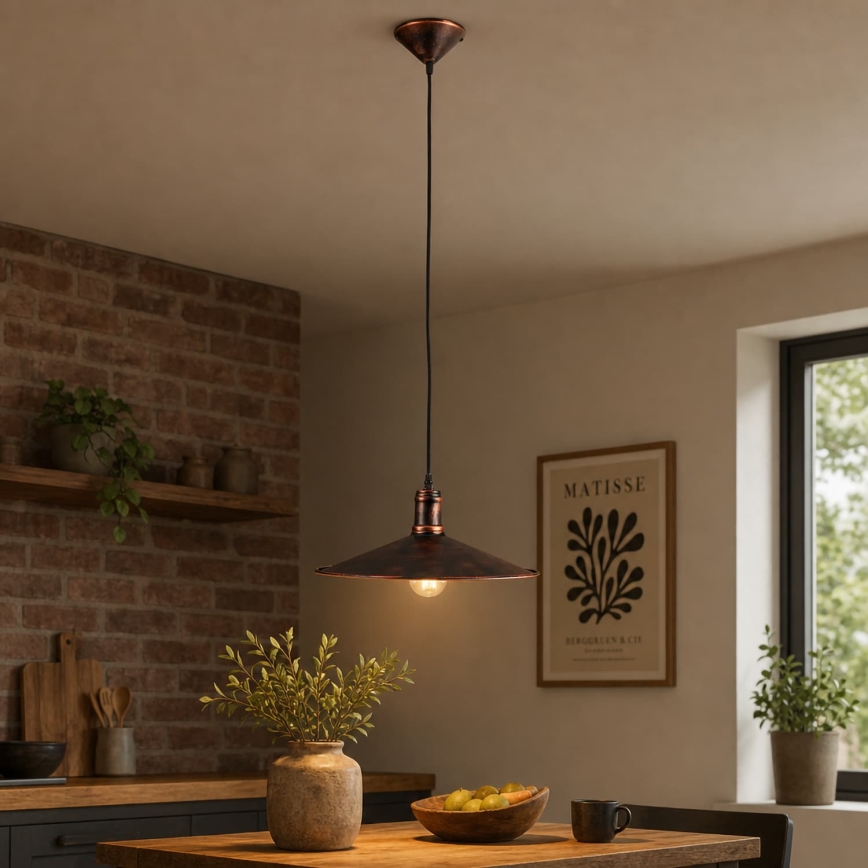 BRILAGI - Κρεμαστό φωτιστικό σε καλώδιο FORGE 1x E27 / 60W / 230V Ø 36 εκ. πατίνα/χάλκινο