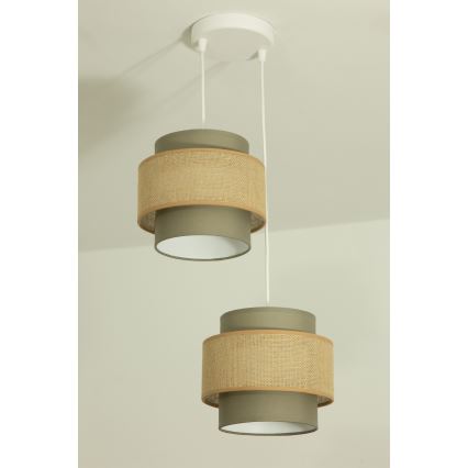Brilagi - Κρεμαστό φωτιστικό σε καλώδιο RESNA 2xE27/60W/230V διάμ. 30 cm καφέ/μπεζ
