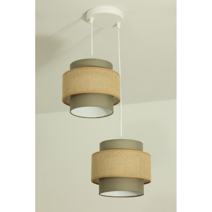 Brilagi - Κρεμαστό φωτιστικό σε καλώδιο RESNA 2xE27/60W/230V διάμ. 30 cm καφέ/μπεζ