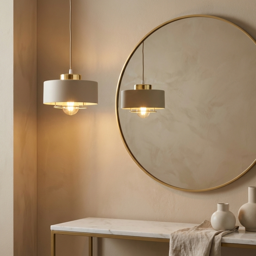 Brilagi - Κρεμαστό φωτιστικό σε καλώδιο SPRING 1xE27/60W/230V Ø 20 cm μπεζ/χρυσό