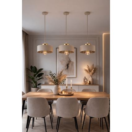 Brilagi - Κρεμαστό φωτιστικό σε καλώδιο SPRING 1xE27/60W/230V Ø 20 cm μπεζ/χρυσό