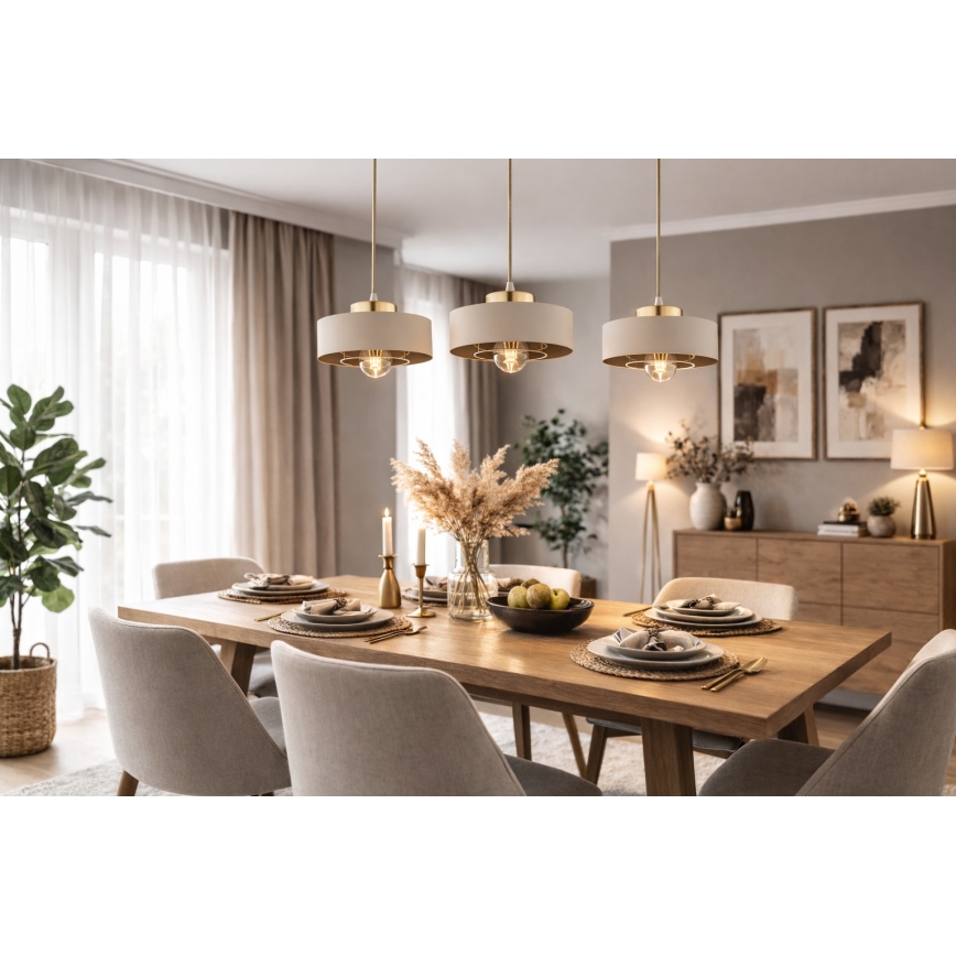 Brilagi - Κρεμαστό φωτιστικό σε καλώδιο SPRING 1xE27/60W/230V Ø 20 cm μπεζ/χρυσό