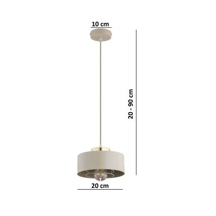 Brilagi - Κρεμαστό φωτιστικό σε καλώδιο SPRING 1xE27/60W/230V Ø 20 cm μπεζ/χρυσό