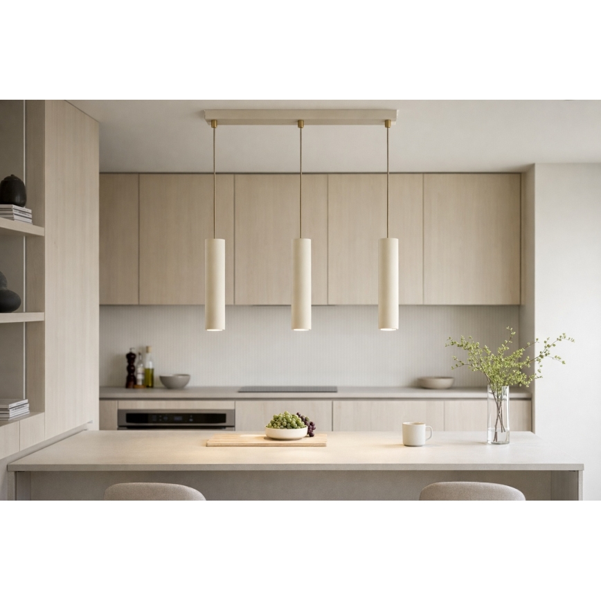 Brilagi - Κρεμαστό φωτιστικό σε καλώδιο TUBE 3xGU10/15W/230V μπεζ/χρυσό