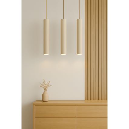 Brilagi - Κρεμαστό φωτιστικό σε καλώδιο TUBE 3xGU10/15W/230V μπεζ/χρυσό