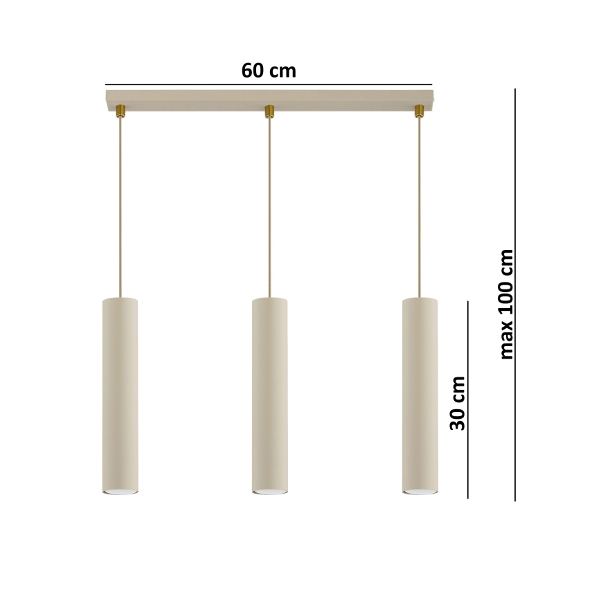 Brilagi - Κρεμαστό φωτιστικό σε καλώδιο TUBE 3xGU10/15W/230V μπεζ/χρυσό