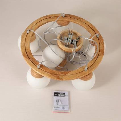 Brilagi - Κρεμαστό φωτιστικό σε καλώδιο VISBY WOOD 6xE27/60W/230V, διάμ. 58 cm, ξύλο
