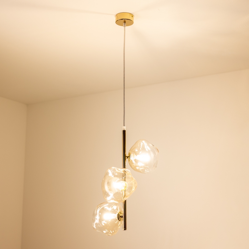 BRILAGI - Κρεμαστό φωτιστικό σε καλώδιο VULCANO 3xG9/8W/230V χρυσό/καπνιστό μπεζ