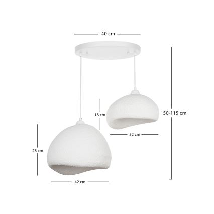 Brilagi - Κρεμαστό φωτιστικό σε καλώδιο WABI SABI 2xE27/40W/230V Ø 70 cm λευκό