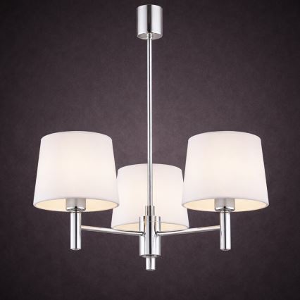 Brilagi - Κρεμαστό φωτιστικό σε ράβδο MONTE 3xE27/60W/230V εκρού/γυαλιστερό χρώμιο