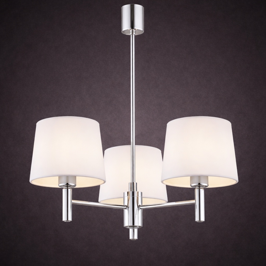 Brilagi - Κρεμαστό φωτιστικό σε ράβδο MONTE 3xE27/60W/230V εκρού/γυαλιστερό χρώμιο