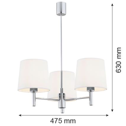 Brilagi - Κρεμαστό φωτιστικό σε ράβδο MONTE 3xE27/60W/230V εκρού/γυαλιστερό χρώμιο