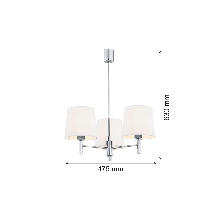 Brilagi - Κρεμαστό φωτιστικό σε ράβδο MONTE 3xE27/60W/230V εκρού/γυαλιστερό χρώμιο