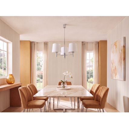 BRILAGI - Κρεμαστό φωτιστικό σε ράβδο MONTE 3xE27/60W/230V εκρού/γυαλιστερό χρώμιο