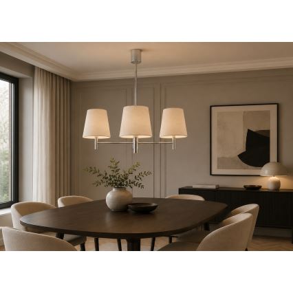 BRILAGI - Κρεμαστό φωτιστικό σε ράβδο MONTE 3xE27/60W/230V εκρού/γυαλιστερό χρώμιο