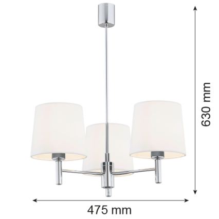 BRILAGI - Κρεμαστό φωτιστικό σε ράβδο MONTE 3xE27/60W/230V εκρού/γυαλιστερό χρώμιο
