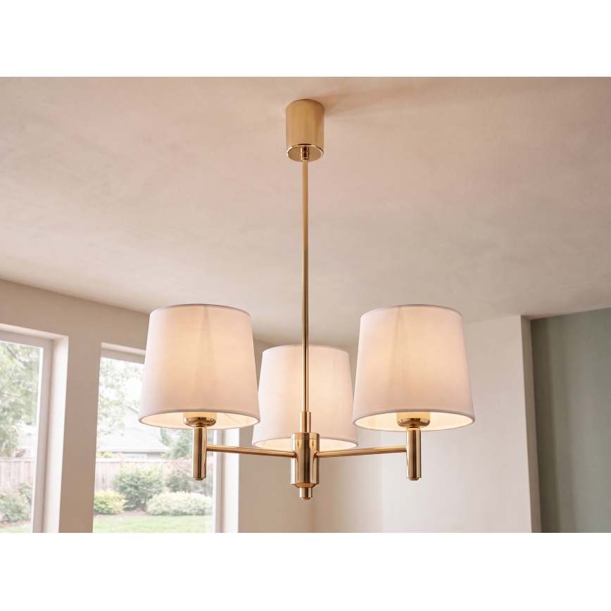 Brilagi - Κρεμαστό φωτιστικό σε ράβδο MONTE 3xE27/60W/230V εκρού/χρυσό