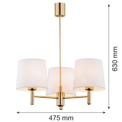 Brilagi - Κρεμαστό φωτιστικό σε ράβδο MONTE 3xE27/60W/230V εκρού/χρυσό