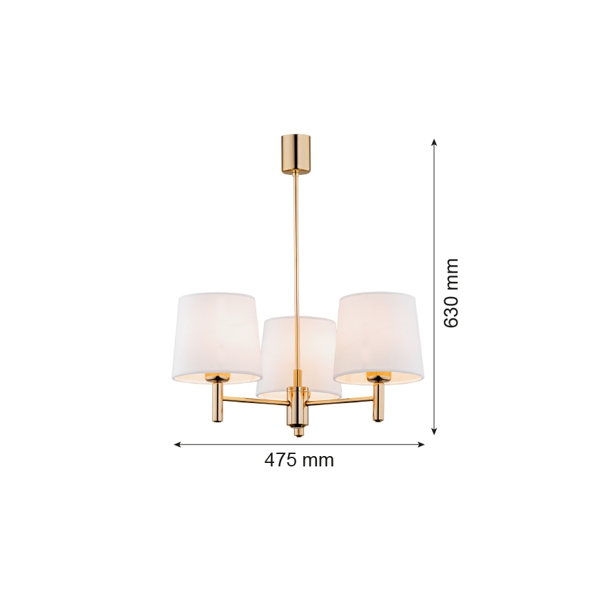 Brilagi - Κρεμαστό φωτιστικό σε ράβδο MONTE 3xE27/60W/230V εκρού/χρυσό