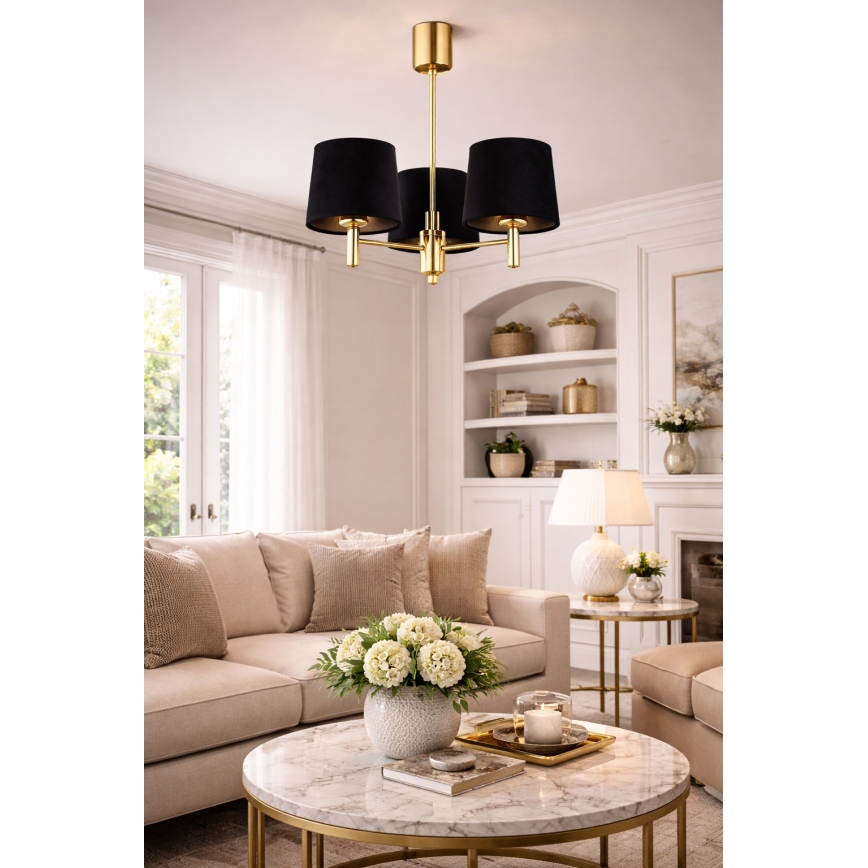 Brilagi - Κρεμαστό φωτιστικό σε ράβδο MONTE 3xE27/60W/230V μαύρο/χρυσό