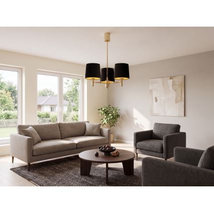 Brilagi - Κρεμαστό φωτιστικό σε ράβδο MONTE 3xE27/60W/230V μαύρο/χρυσό