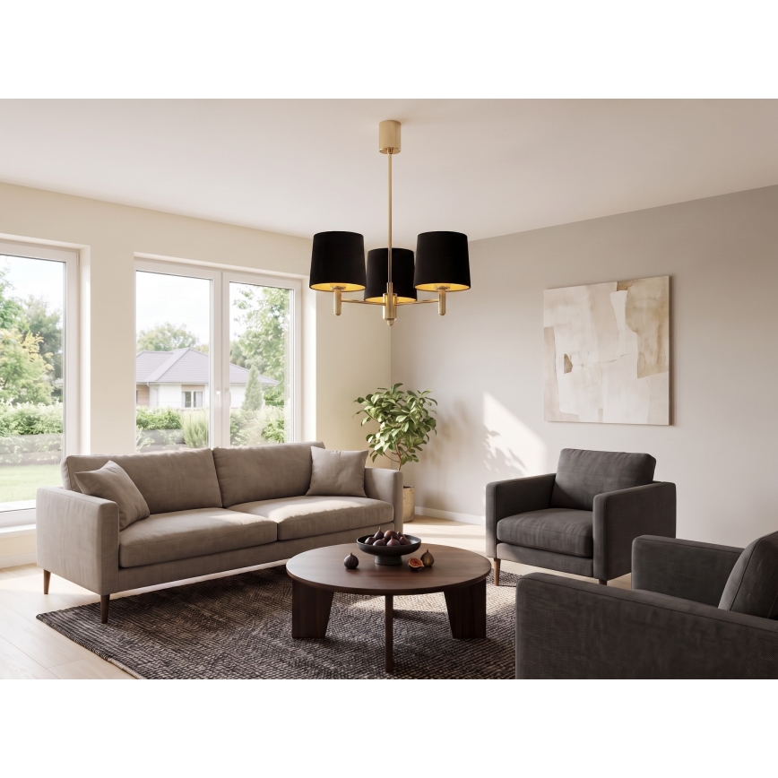 Brilagi - Κρεμαστό φωτιστικό σε ράβδο MONTE 3xE27/60W/230V μαύρο/χρυσό
