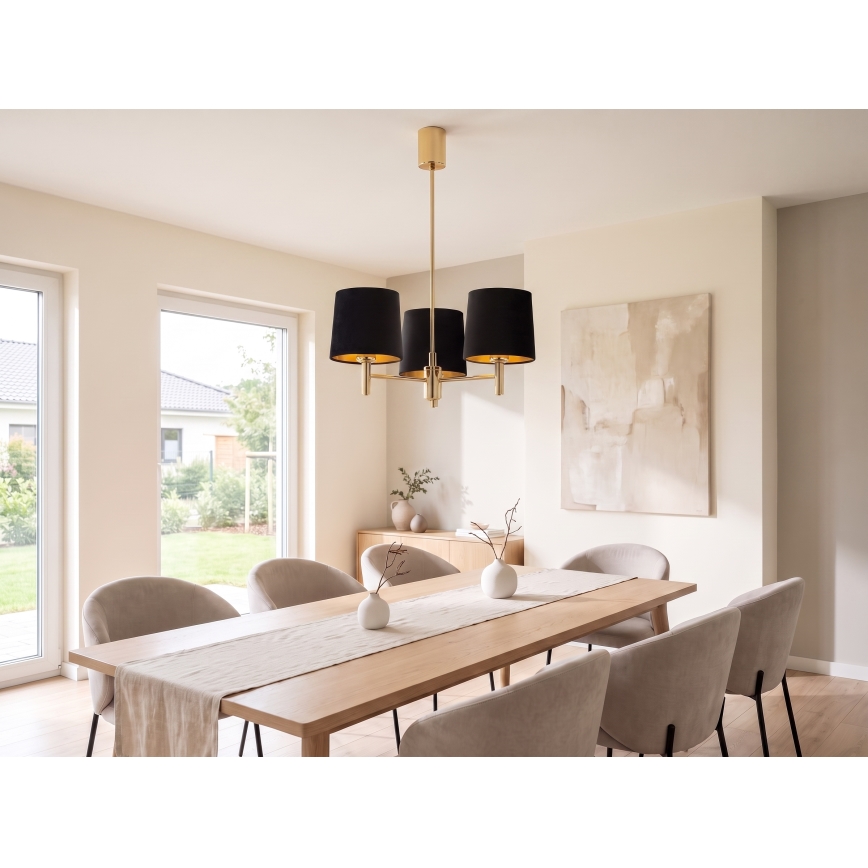 Brilagi - Κρεμαστό φωτιστικό σε ράβδο MONTE 3xE27/60W/230V μαύρο/χρυσό