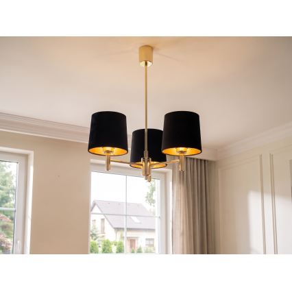 Brilagi - Κρεμαστό φωτιστικό σε ράβδο MONTE 3xE27/60W/230V μαύρο/χρυσό